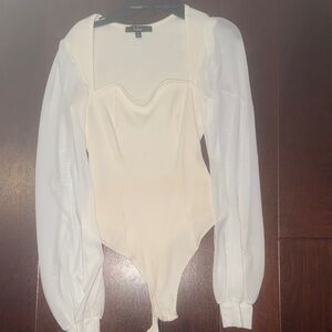 Lulu's Cream and White Bodysuit